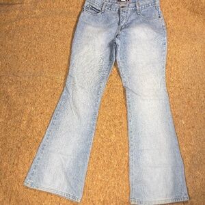 Vintage Y2K Rave R4R Flare Jeans Size 9 Made in Canada Light Wash 100% Cotton